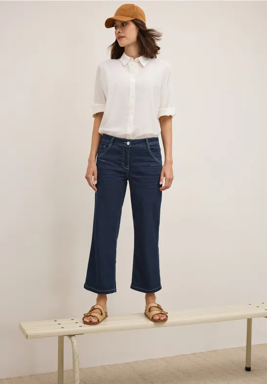 Thumbnail - Cecil Damen Rinsed Wide Leg Jeans in Blau, Gr: 26