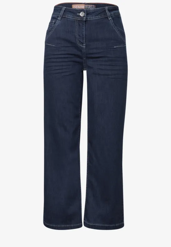 Thumbnail - Cecil Damen Rinsed Wide Leg Jeans in Blau, Gr: 26