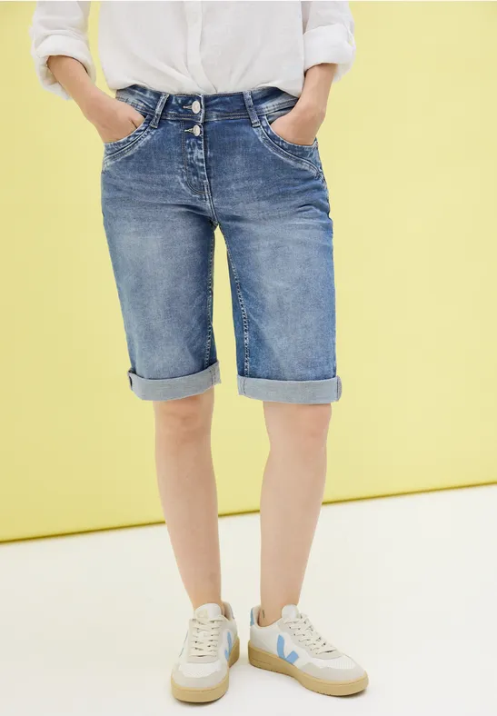 Thumbnail - Cecil Damen Slim Fit Jeansshorts in Blau, Gr: 26