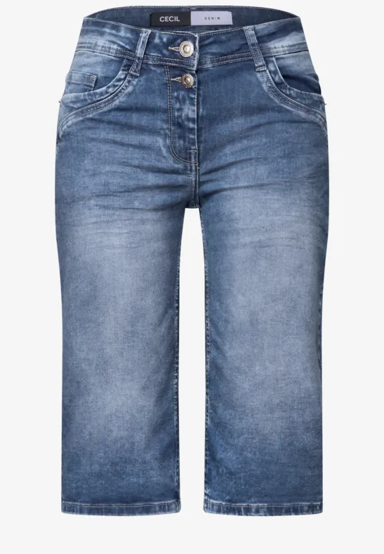 Thumbnail - Cecil Damen Slim Fit Jeansshorts in Blau, Gr: 26