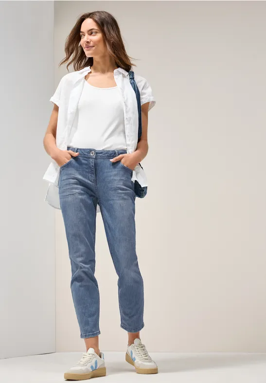 cecil Jeans Gestreifte Casual Fit Blau
