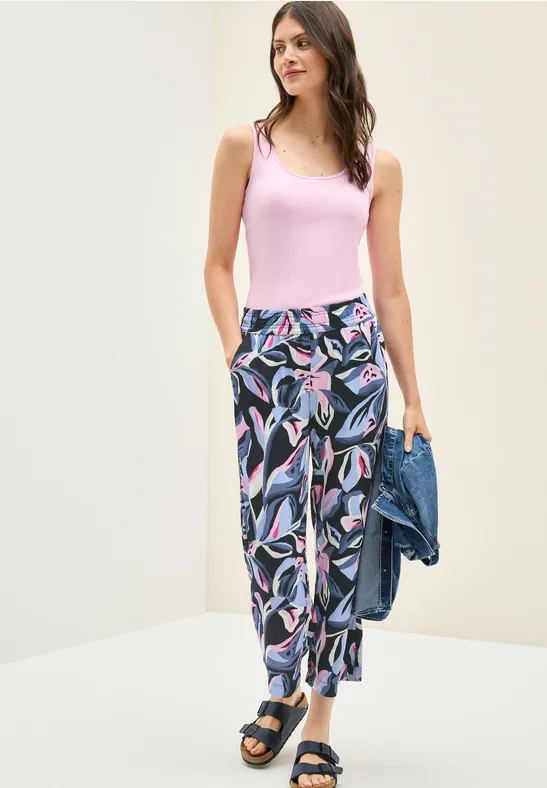 Thumbnail - Cecil Damen Gemusterte Wide Leg Hose in Blau, Gr: S