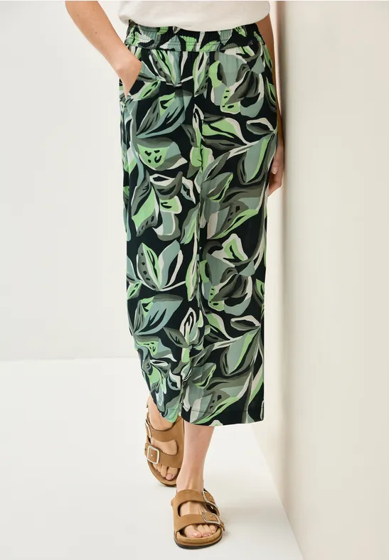 Gemusterte Wide Leg Hose günstig online kaufen