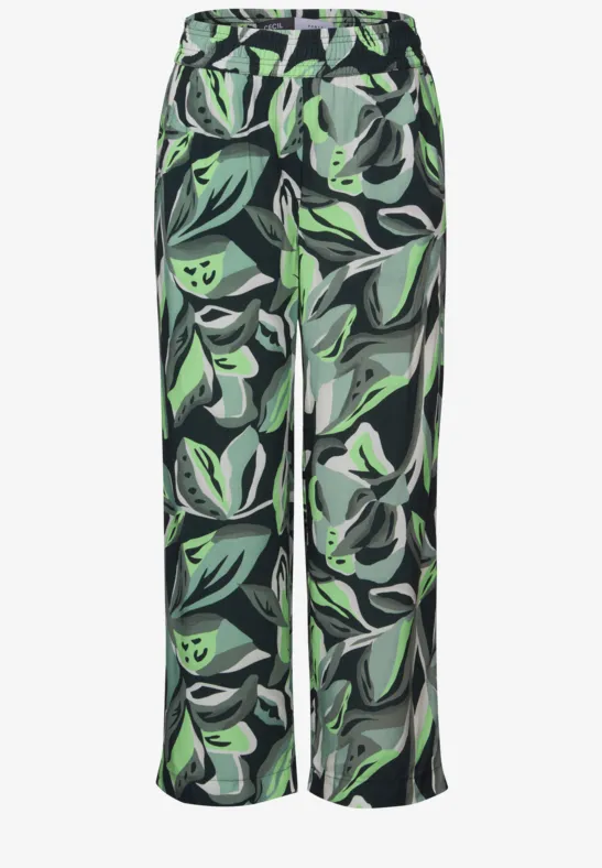 Thumbnail - Cecil Damen Gemusterte Wide Leg Hose in Grün, Gr: M