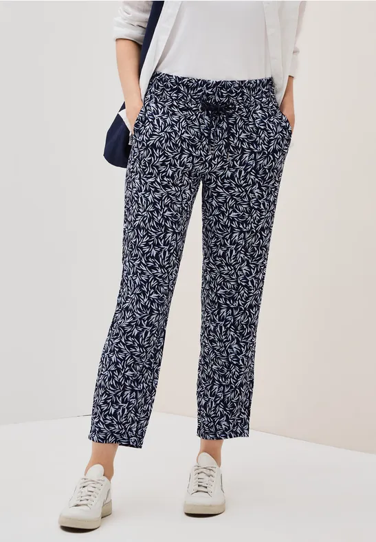 Thumbnail - Cecil Damen Gemusterte Loose Fit Hose in Blau, Gr: XXL