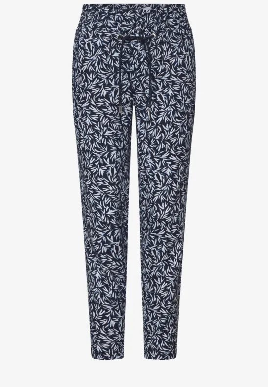 Thumbnail - Cecil Damen Gemusterte Loose Fit Hose in Blau, Gr: XXL