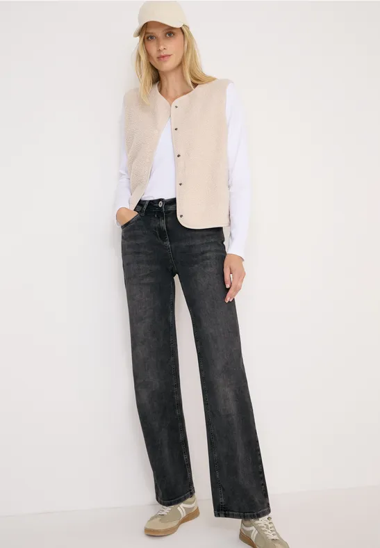 Cecil Femme Wide Legs Jeans in Gris, Gr: 31