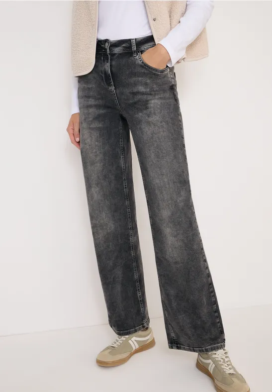 Thumbnail - Cecil Damen Wide Leg Jeans in Grau, Gr: 34