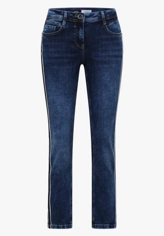 Thumbnail - Cecil Damen Jeans mit Gallonstreifen in Blau, Gr: 30
