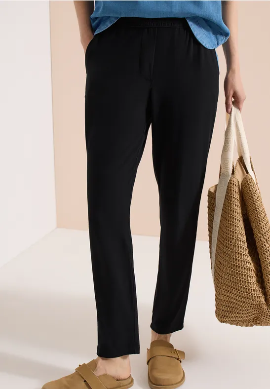 Mid Waist Slim Leg Hose im Casual Fit