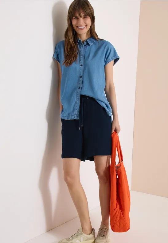 cecil Shorts Straight Leg 100% Baumwolle Blau