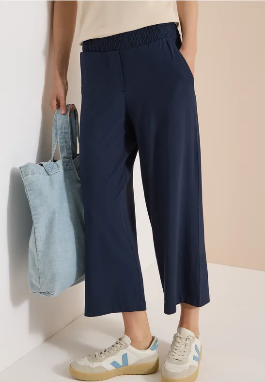 cecil Hose 3/4 Wide Leg Casual Fit Viskose-Esasthan Blau