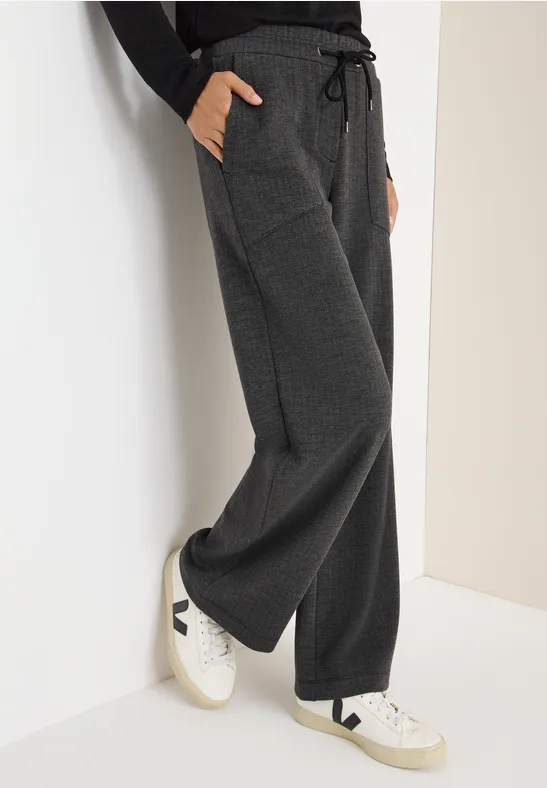 Thumbnail - Cecil Damen Wide Leg Hose in Schwarz, Gr: XXL