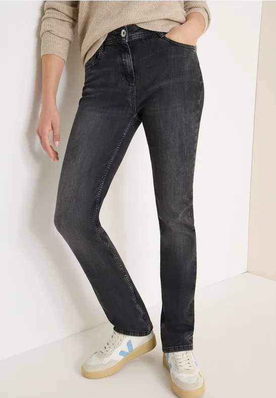 Cecil Femme Jeans Straight Legs in Gris - Taille 38