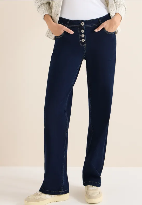 Thumbnail - Cecil Damen Rinsed Wide Leg Jeans in Blau, Gr: 30