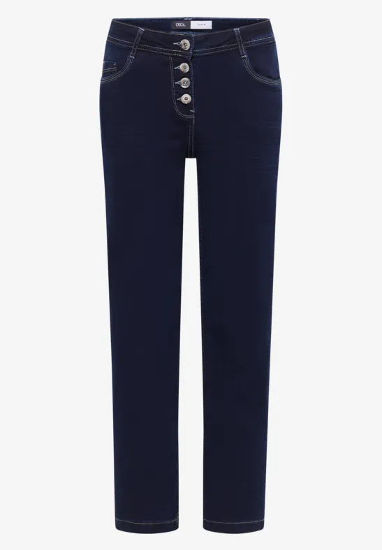Thumbnail - Cecil Damen Rinsed Wide Leg Jeans in Blau, Gr: 30