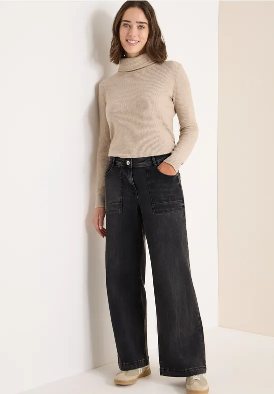 Thumbnail - Cecil Damen Wide Leg Jeans in Grau, Gr: 25