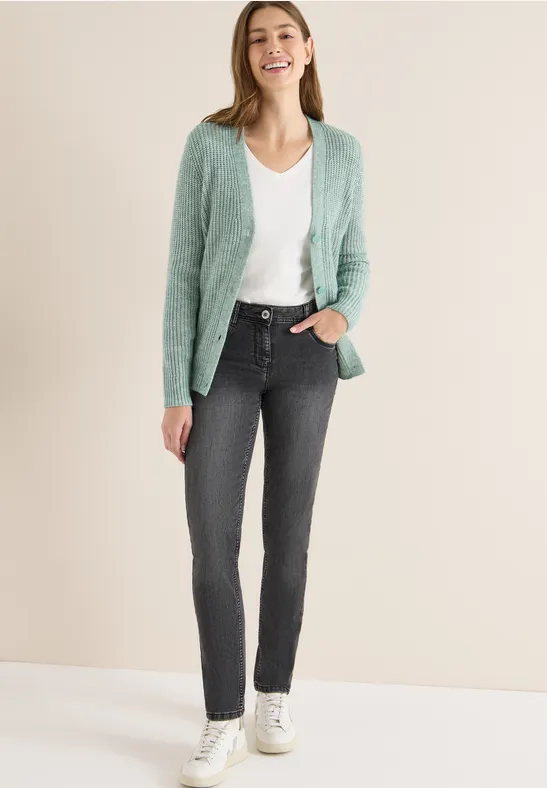 Thumbnail - Cecil Damen Cozy Jeans im Casual Fit in Grau, Gr: 28