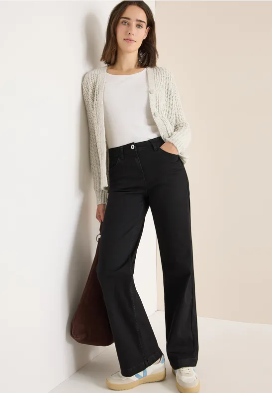 Thumbnail - Cecil Damen Wide Leg Jeans in Schwarz, Gr: 31
