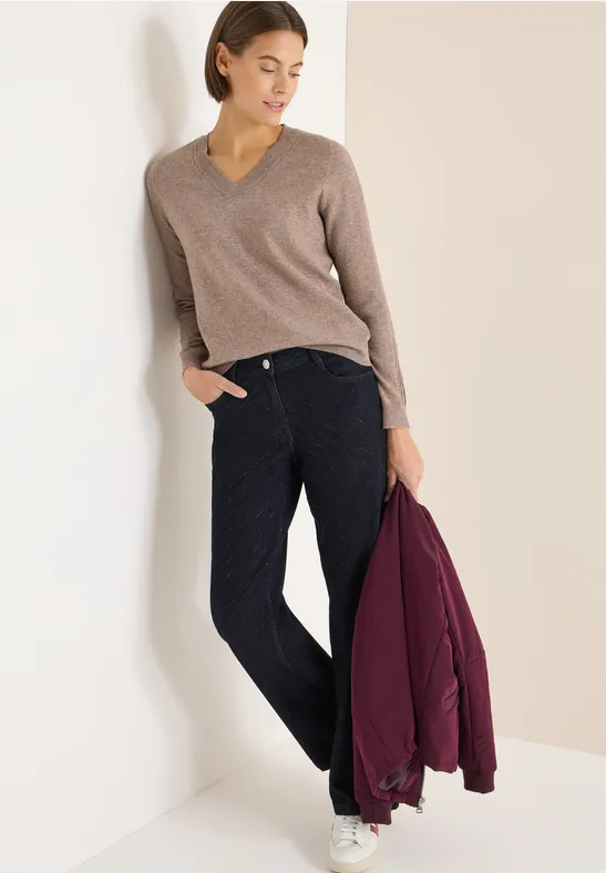 Thumbnail - Cecil Damen Jeans mit Schmucksteinen in Blau, Gr: 38