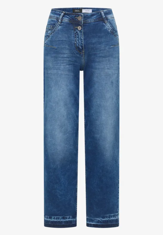 Thumbnail - Cecil Damen Jeans mit Saumdetail in Blau, Gr: 31