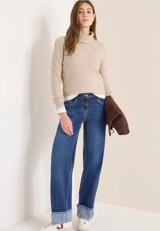 Thumbnail - Cecil Damen Wide Leg Washed-Look Jeans in Blau, Gr: 32