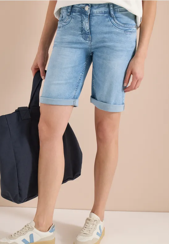 cecil Slim Leg Jeansshorts Casual Light Blue