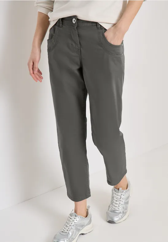 Mid Waist Slim Leg Hose im Casual Fit günstig online kaufen