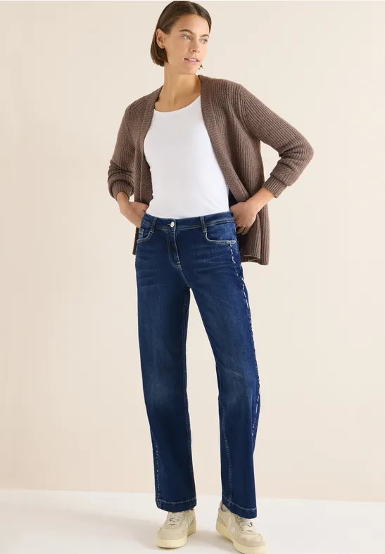 Thumbnail - Cecil Damen Jeans mit Gallonstreifen in Blau, Gr: 32