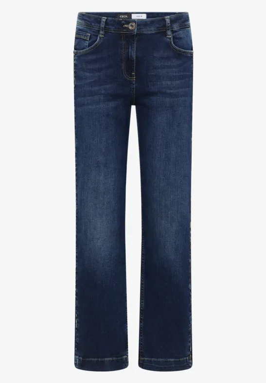 Thumbnail - Cecil Damen Jeans mit Gallonstreifen in Blau, Gr: 32