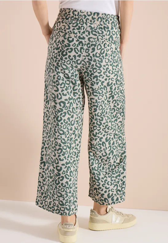 CECIL Wide Leg Hose aus Leinenmix im Leoprint günstig online kaufen