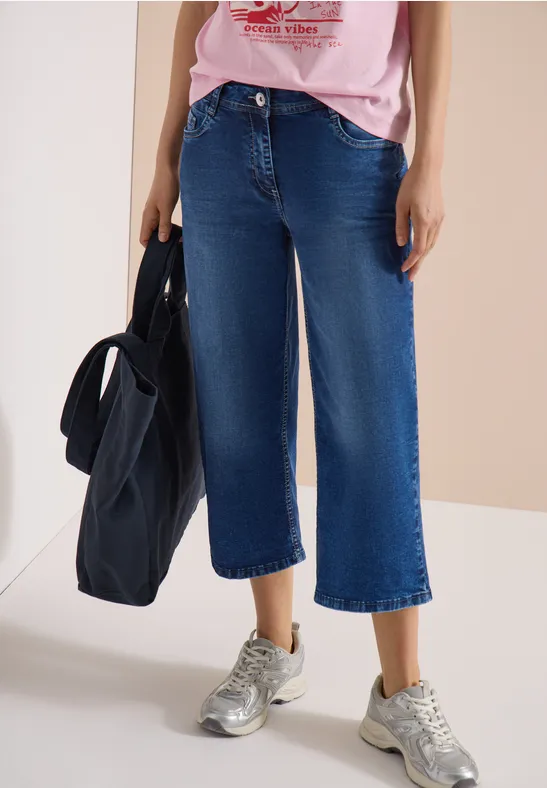 cecil 3/4 Wide Leg Jeans Blau