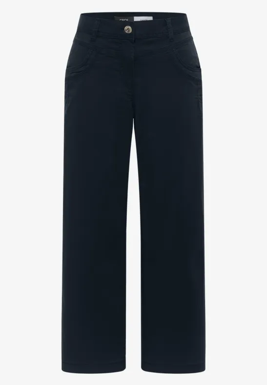 Thumbnail - Cecil Damen High Waist Wide Leg Hose im Loose Fit in Blau, Gr: 25