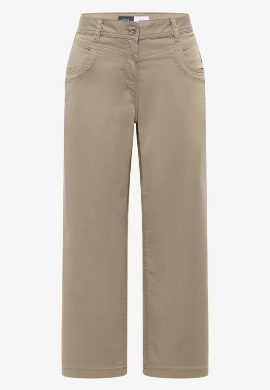 Thumbnail - Cecil Damen High Waist Wide Leg Hose im Loose Fit in Braun, Gr: 34