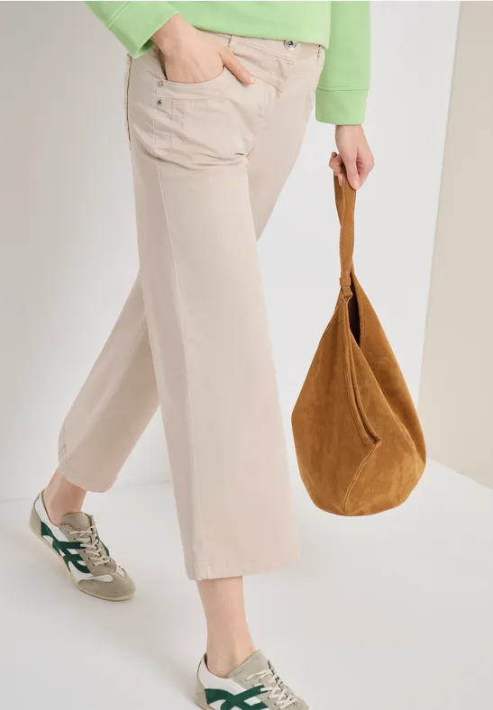 cecil Hose Wide Leg Baumwolle Beige