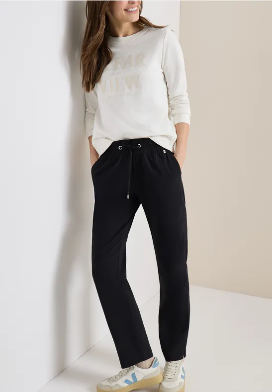 Thumbnail - Cecil Damen Leichte Hose im Casual Fit mit Stretch in Schwarz, Gr: XL