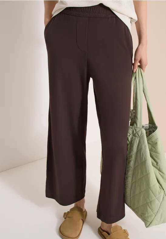 cecil Hose High Waist Wide Leg Loose Fit Viskose-Esasthan Braun