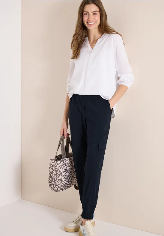 cecil Hose Slim Leg Cargo Baumwolle Blau