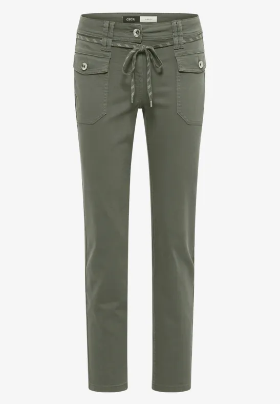 Thumbnail - Cecil Damen Slim Leg Hose in Grün, Gr: 29