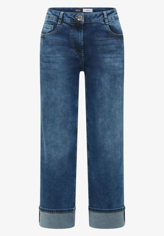 Thumbnail - Cecil Damen Wide Leg Jeans in Blau, Gr: 27