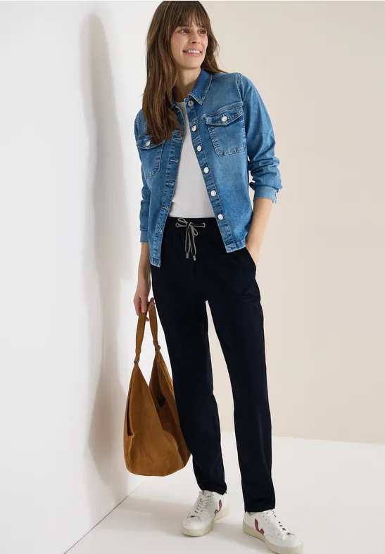 Thumbnail - Cecil Damen Hose in Unifarbe in Blau, Gr: M