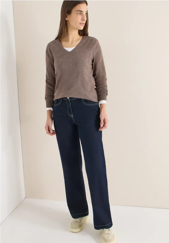 cecil Jeans Wide Leg High Waist Baumwolle Blau