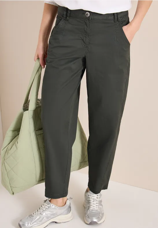 cecil Mid Waist Barrel Leg Jeans Baumwolle-Polyester Gruen