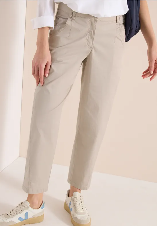 cecil Jeans Barrel Leg Mid Waist Baumwolle Beige