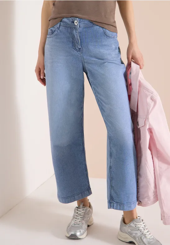 Thumbnail - Cecil Damen 7/8 Wide Leg Jeans im Loose Fit in Weiß, Gr: 32
