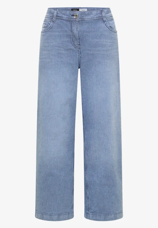 Thumbnail - Cecil Damen 7/8 Wide Leg Jeans im Loose Fit in Weiß, Gr: 32