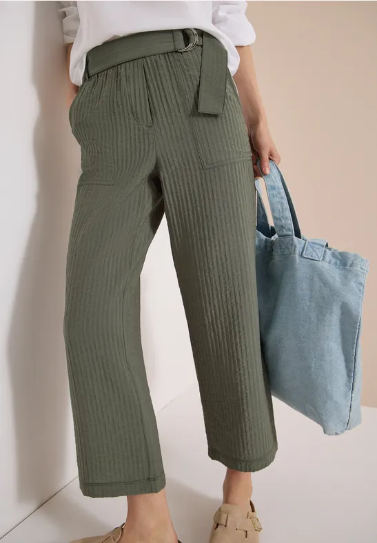 cecil Hose High Waist Wide Leg Loose Fit Viskose-Polyamide Gruen