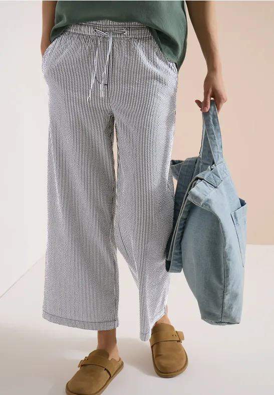 CECIL Wide Leg Hose in Seersuckerqualität günstig online kaufen