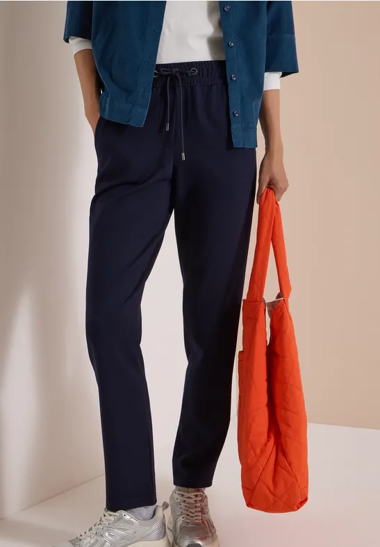 Mid Waist Slim Leg Hose im Casual Fit