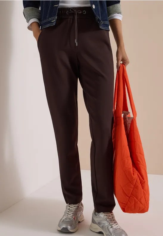 Mid Waist Slim Leg Hose im Casual Fit